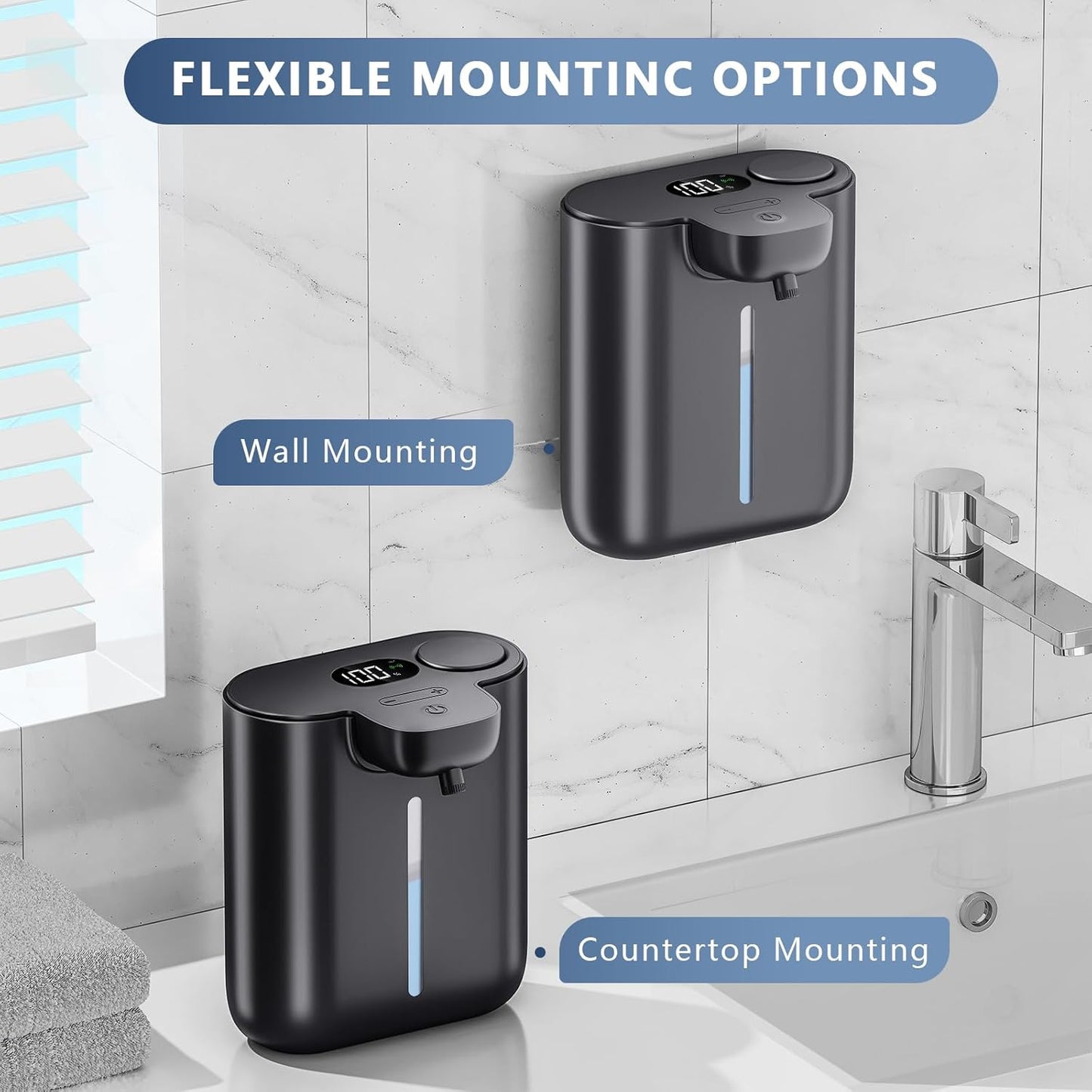 Automatic Liquid Soap Dispenser Touchless, 1200mAh Rechargeable Smart Hand Soap Dispenser, 9-Level Adjustable, 16.9oz/500mL Wall Mount for Bathroom Kitchen Office Dish Soap,Hands-Free,Black