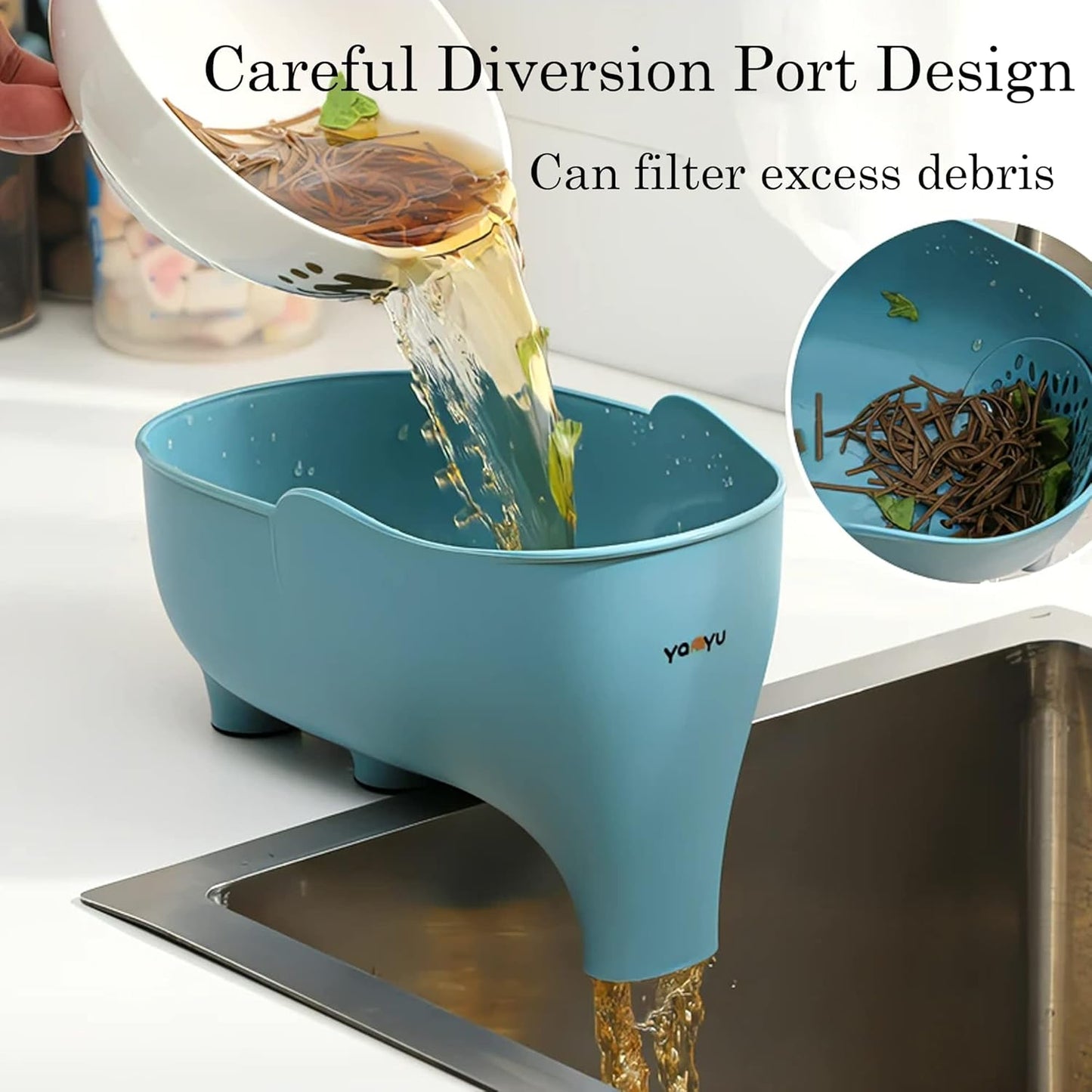 Vegetable Washing Basket with Elephant Drainage for Fruits, Pasta, Noodles - Kitchen (Pink)