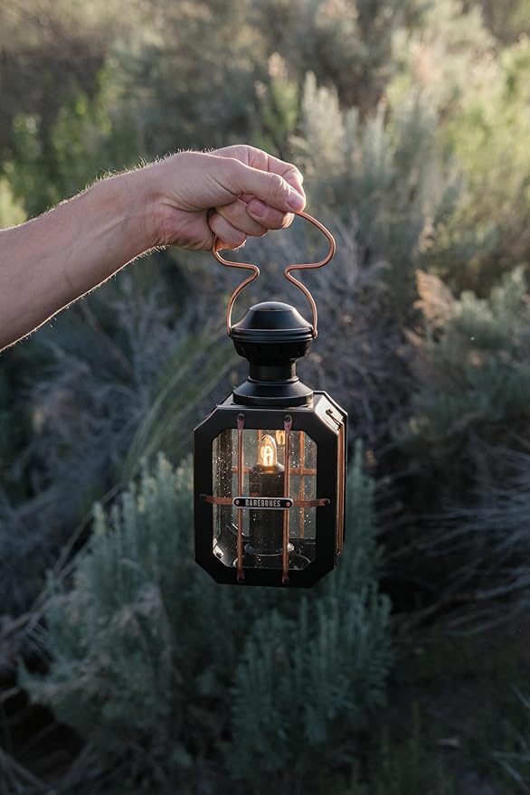 Barebones Box Candle Lantern – Vintage Steel & Glass Lantern for Indoor & Outdoor Use – Magnetic Doors, Hanging Handle & Replaceable Windows for Patio, Garden & Home Ambiance (Candle Not Included)