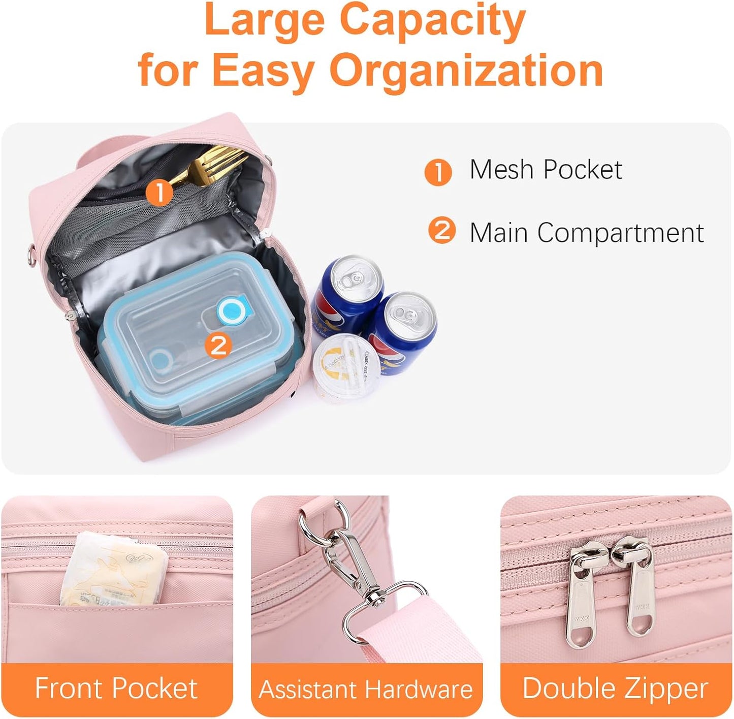 NOL Natural Organic Lifestyle Insulated Lunch Bags for Women Cooler Bag Lightweight Nylon Waterproof Lunch Box For Work