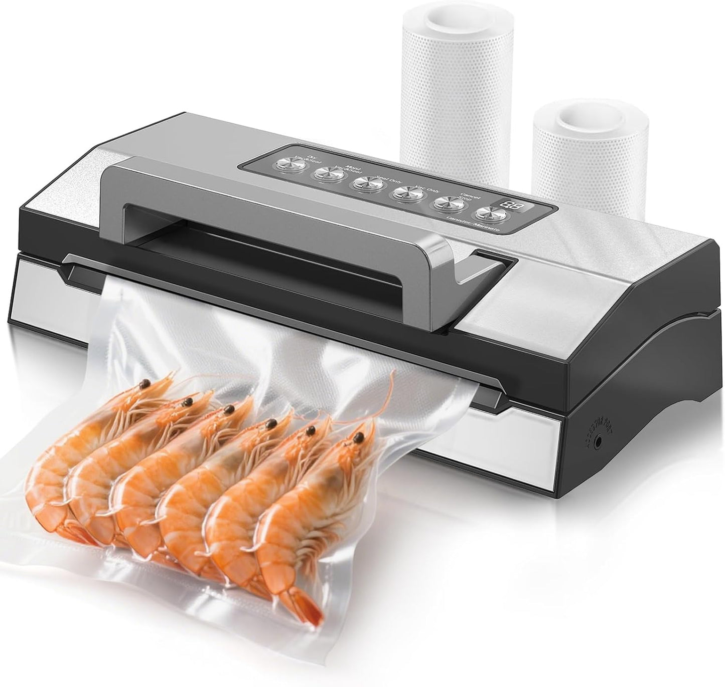 2025 Precision Food Vacuum Sealer Machine, Commercial Full Automatic Food Sealer–Powerful Dual Pump, Built-in Cutter&Bag Storage, Double Heat Seal, Food Preservation Saver, 2 Bag Rolls&Hose, Sous Vide