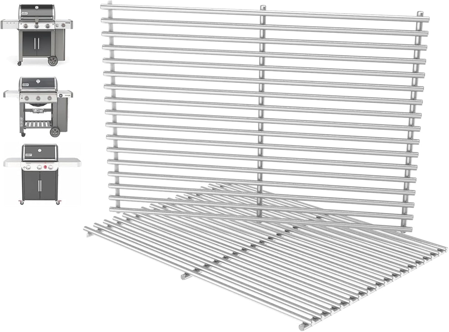 66802 Genesis II GS4 Grill Grates for Weber 3 Burner Genesis 2 GS4 Grill Parts Replacement Weber Genesis II/II LX 300 SER II E310 E315 Accessories 66095 Genesis 300 (2022 YRS) Stainless Steel 18.8''L