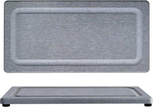 2 PCS Water Absorbing Stone Trays for Bathroom Sink & Kitchen Counter, Fast-Drying Diatomite Sink Coasters, Vanity Tray, Hand Soap Holder with Anti-Skid Pads (9.5" x 4.7" Gray)