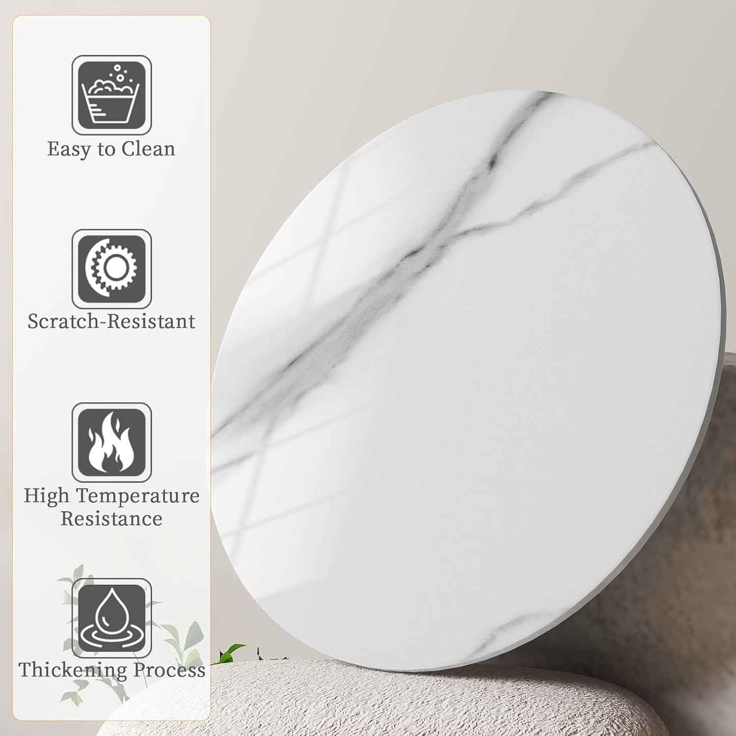 23.6" Lazy Susan for Table Top Sintered Stone Rotating Serving Tray for Dining Table, Kitchen Lazy Susan Organizer Spinning Rotating Food Server Party Centerpieces