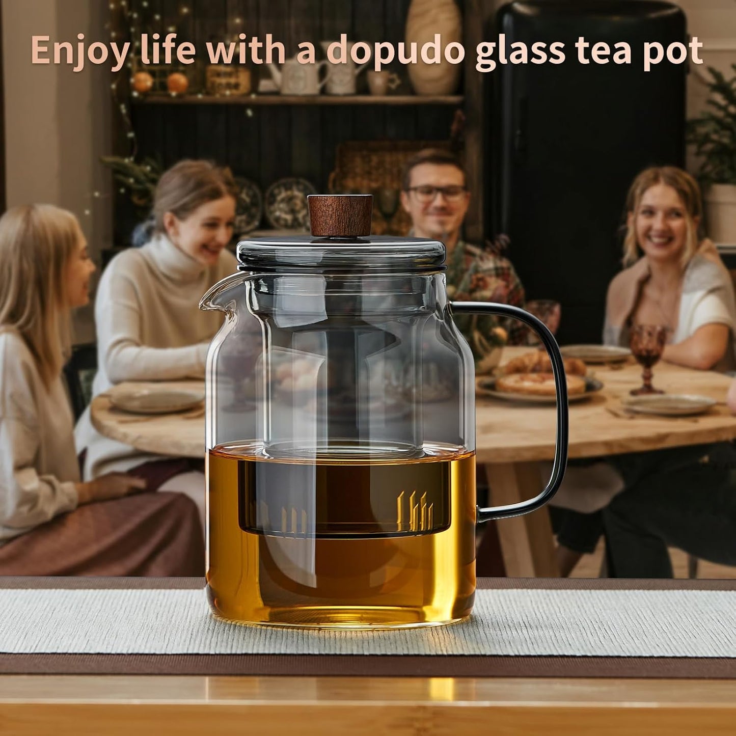 34OZ Glass Teapot with Infuser 1000ML, Borosilicate Glass Tea Pot with Detachable Glass Tea Kettle Tea Infuser, Loose Leaf, Blooming Tea