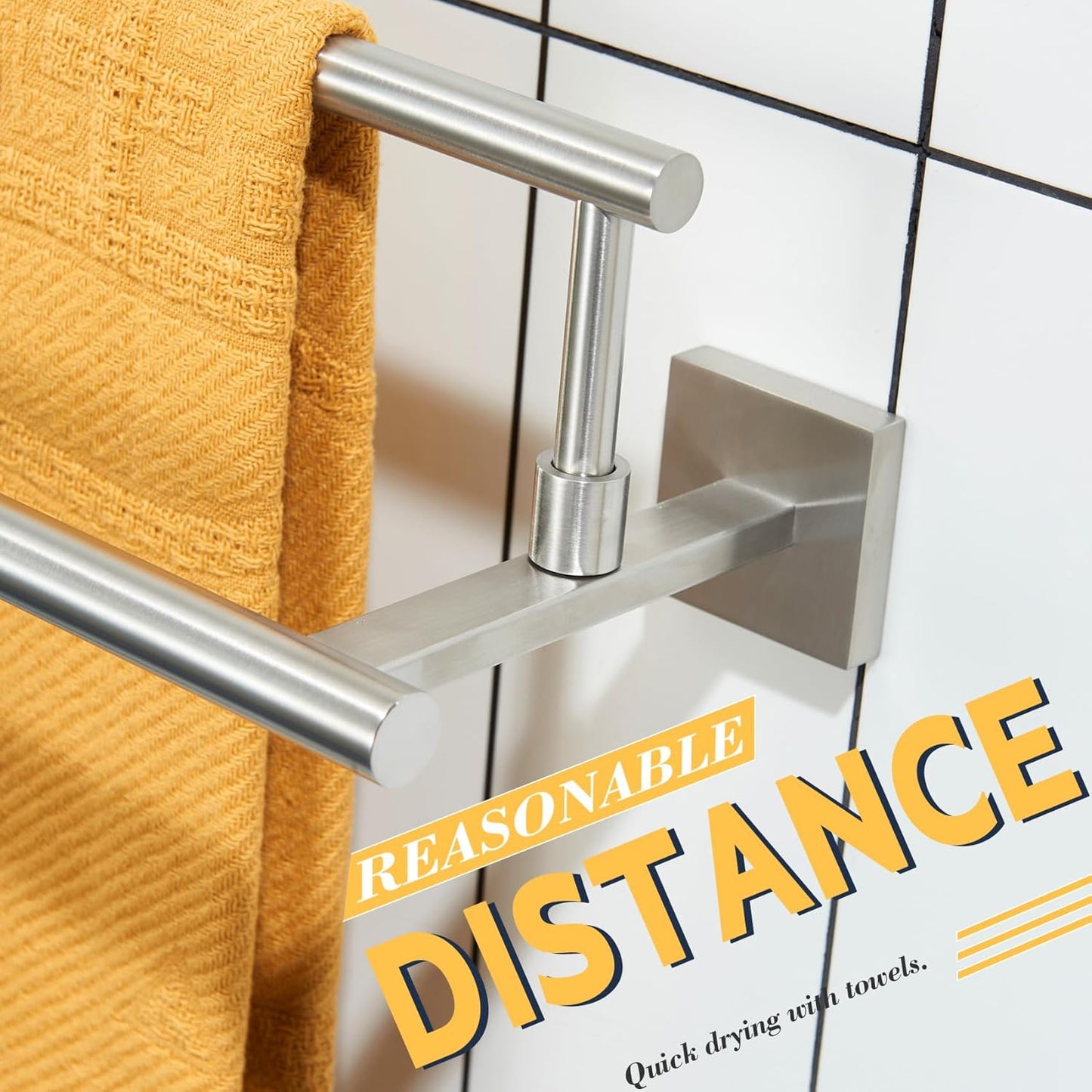 KOKOSIRI Bath Towel Holders Brushed Nickel Bathroom Rack 32-Inch Double Towel Bars Overlength Kitchen Rails Stainless Steel B5009BR-L32