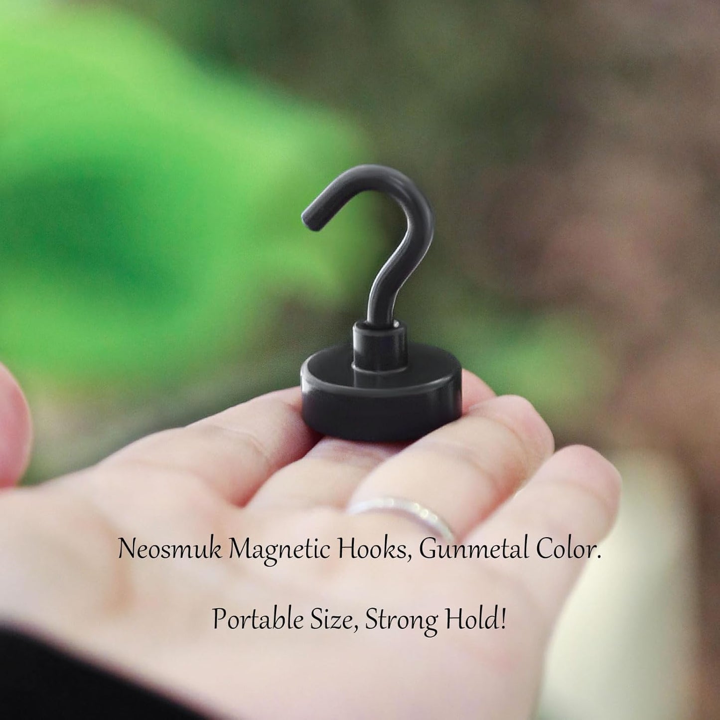 Neosmuk Magnetic Hooks, 40lb Heavy Duty Earth Magnets with Hook for Refrigerator, Extra Strong Cruise Hook for Hanging, Magnetic Hanger for Cabins, Grill (Gunmetal, Pack of 10)