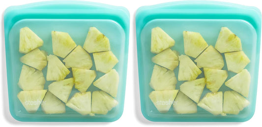 Stasher Premium Silicone Reusable Food Storage Sandwich Bag, Aqua, Microwave, Sous Vide, Dishwasher, Oven and Freezer Safe, BPA Free, Leak-free, Eco-friendly, 28 Oz (Pack of 2)