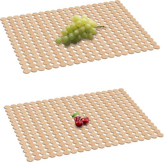 Qulable 2Pack Kitchen Sink Mat for Stainless Steel/Ceramic Sinks, PVC Eco-friendly Protectors for Bottom of Kitchen Sink, Adjustable, Fast Draining, Dots Design, 11.8x15.7 (Wheat)