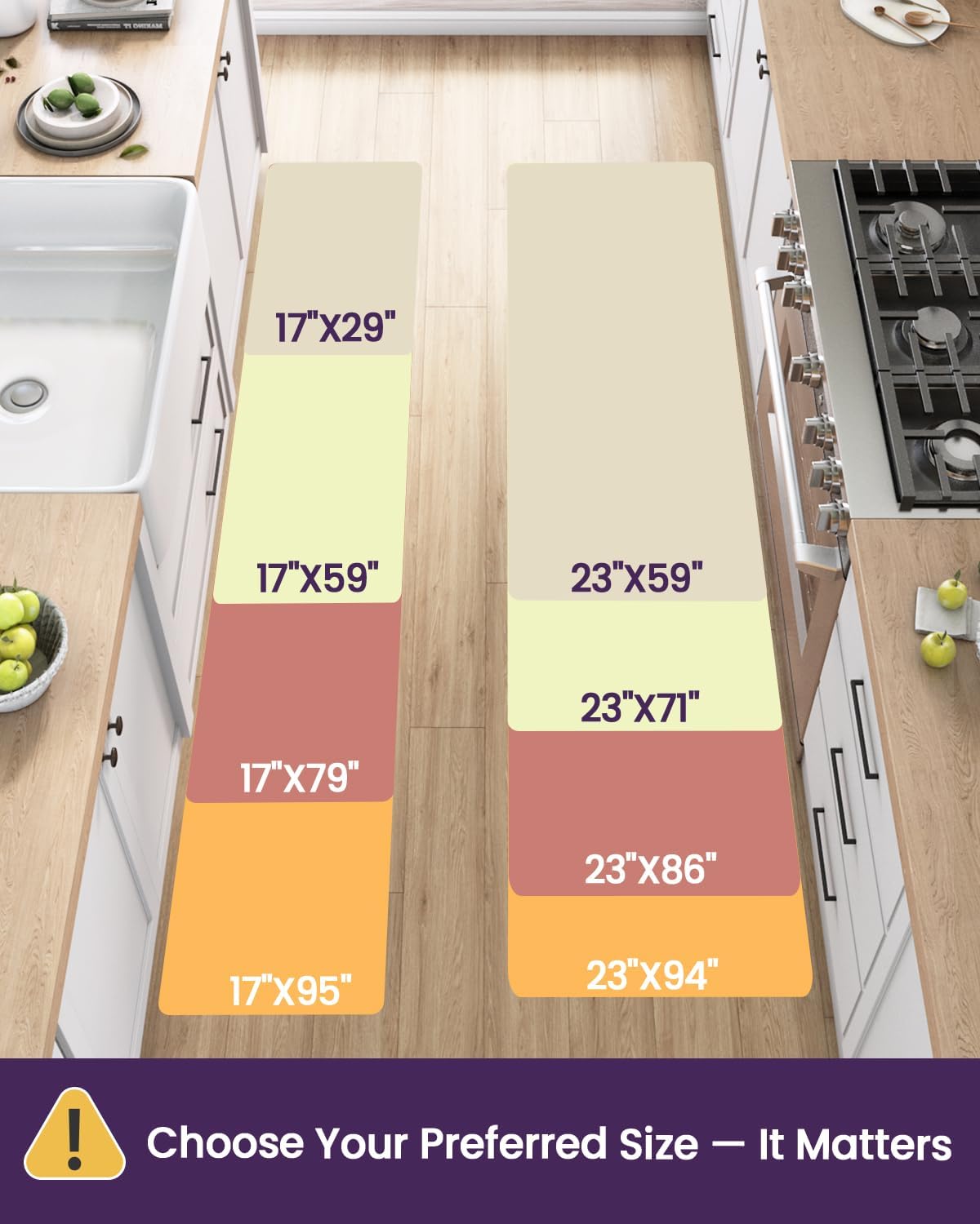 DEXI Kitchen Floor Mats Cushioned Anti Fatigue,17x79,Long Standing Runner Rug Waterproof, Comfort Memory Foam Padded for Front Sink Laundry, Brown