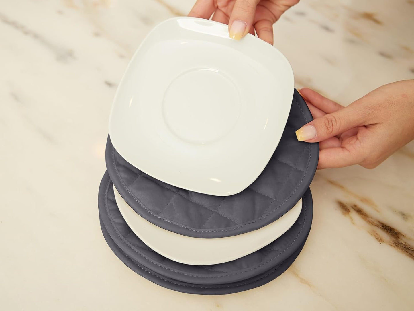 Covermates Keepsakes - Quilted Divider Set - Set of 4 - Scratch & Breakage Protection - Stain Resistant - Machine Washable - China Storage, Slate