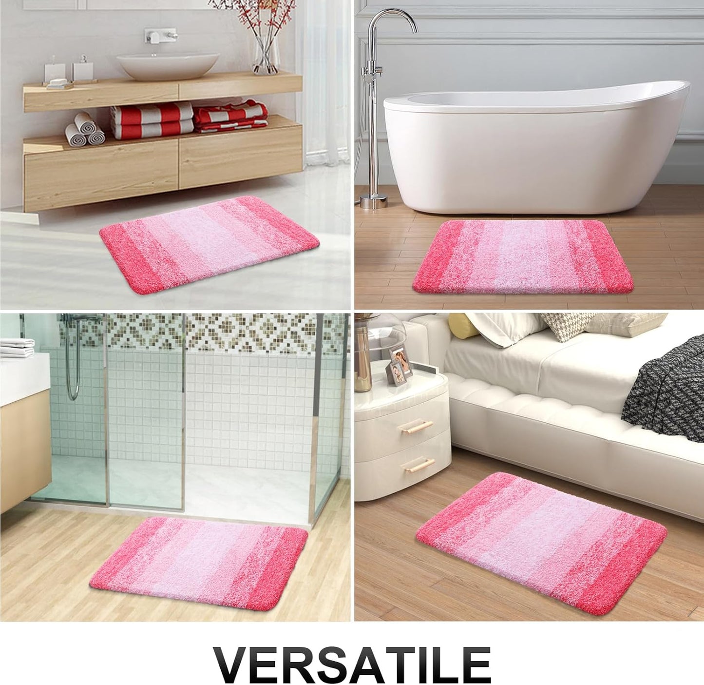 OLANLY Bathroom Runner Rugs 47x20, Extra Soft Absorbent Microfiber Bath Rugs, Rubber Backing, Quick Dry, Machine Washable Bath Mats for Bathroom Floor, Tub and Shower, Home Decor Accessories, Pink