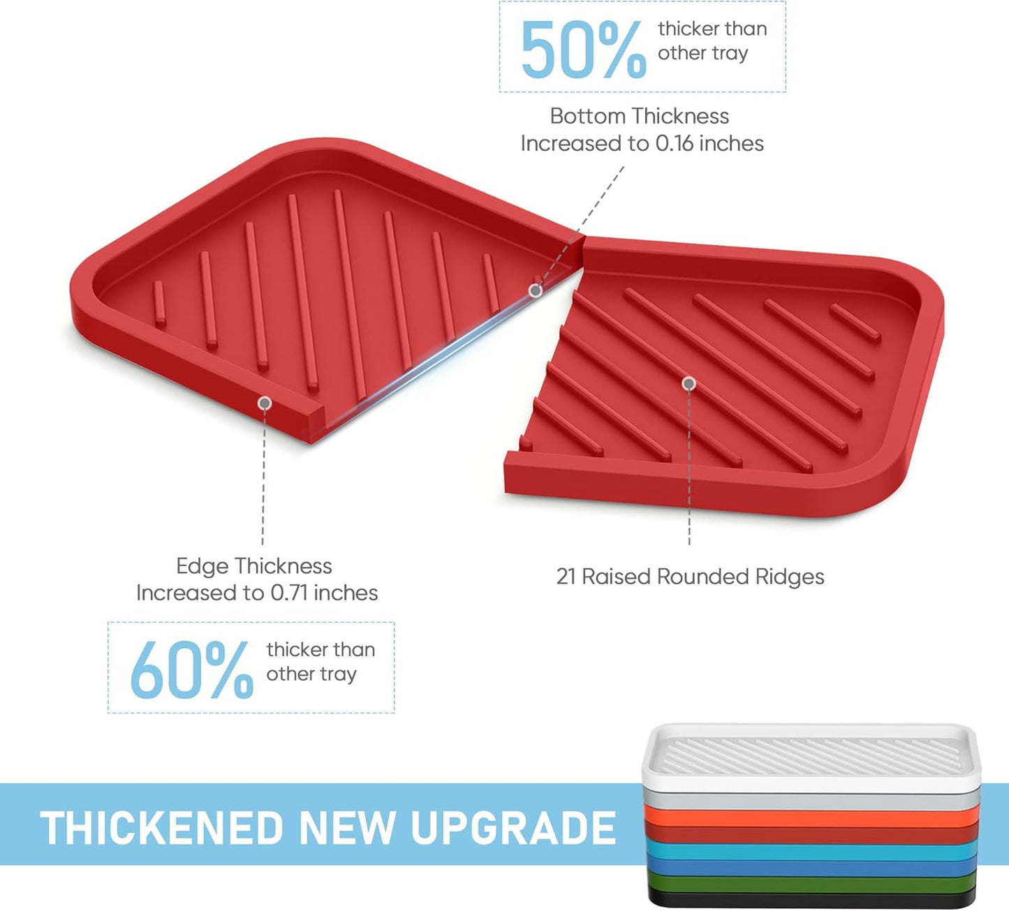 EG-SIPRO Silicone Sponge Holder, Large 10" Kitchen Sink Organizer Tray, Sponge Caddy for Bathroom Counter, Dish Soap for Scrubber, Soap Dispenser, Scouring Pad