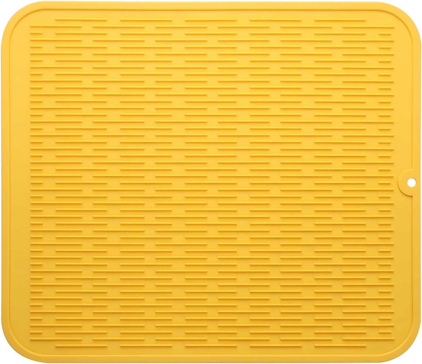 Silicone Dish Drying Mat for Multiple Usage,Easy clean,Eco-friendly,Heat-resistant Silicone Mat for Kitchen Counter or Sink,Refrigerator or Drawer Liner Yellow XL 18 inches x 16 inches