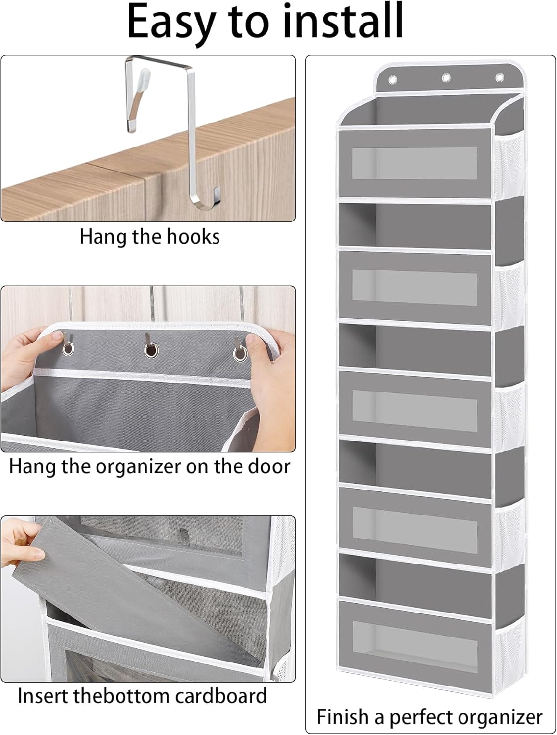 Over The Door Organizer, 5 Shelves Closet Door Hanging Organizer with 10 Mesh Pockets, Nursery Closet Organizer, Baby Essentials, Dorm Room Essentials for Girls