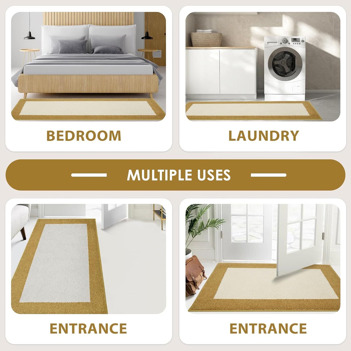 Machine Washable Throw Rug 24" x 36", Non Slip Kitchen Mat for Floor, Absorbent Entryway Rug for Kitchen, Bathroom, Door