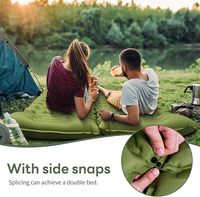 Ultralight Inflatable Sleeping Pad with Built-in Foot Pump - Upgraded Durable Air Mattress for Camping, Backpacking, Hiking - Compact Design Includes Carry Bag (Green)