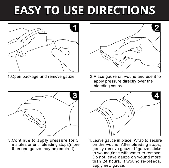 First Aid Advanced Quick Clotting Combat Gauze - Flexible Hemostatic - Stop The Bleed kit Faster Wound Packing Gauze with Quick Clotting Medical - Survival Kit Supplies - 3" x 12.5'