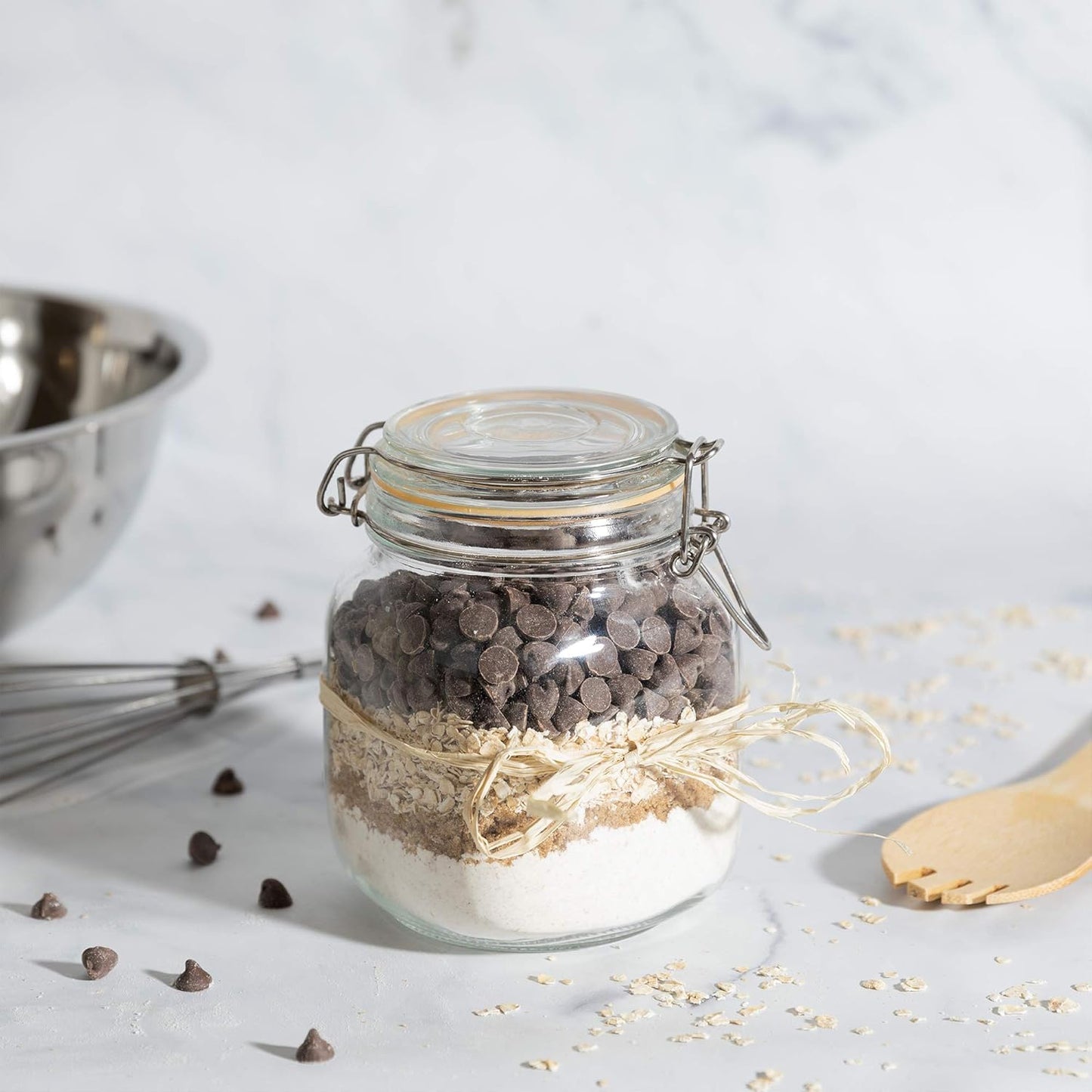 Galashield 32 oz Glass Jars with Lids Food Storage Jars with Airtight Lids Leak Proof Glass Canisters Kitchen Jars [Set of 2]