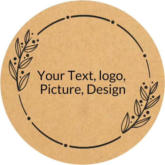 Custom Stickers Kraft Paper Labels Personalized Withe Text, Business Logo Customized Food Jars Labels Bakery Label Sticker Package Favor Canning Circle 100pcs (Style 1)
