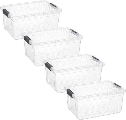 Superio Storage Bins with Lids- 4 Pack, 21 Qt Clear Boxes for Organizing, Stackable Plastic Containers- BPA Free, Non-Toxic, Odor Free, Organizer for Home, Office, Dorm