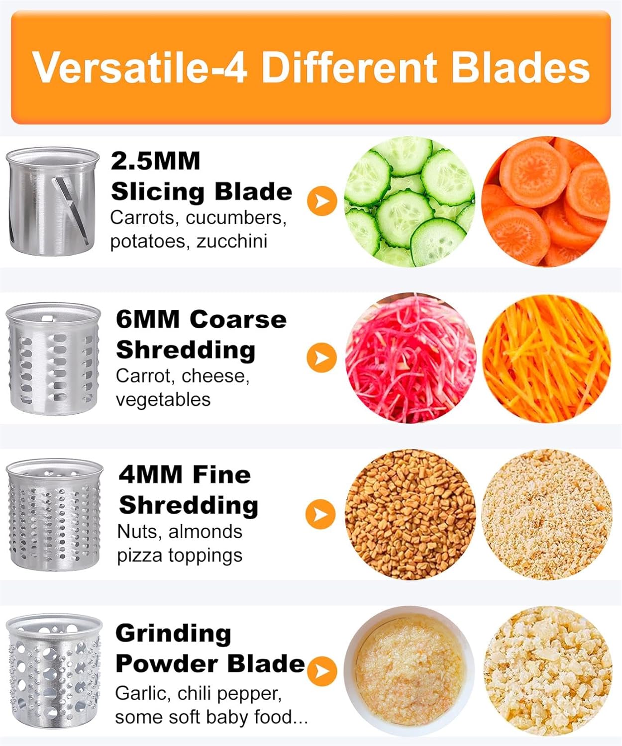 Stainless Steel Salad Maker Attachment for KitchenAid Mixers, Large Slicer Shredder & Cheese Grater Accessories with 4 Blades,Dishwasher Safe