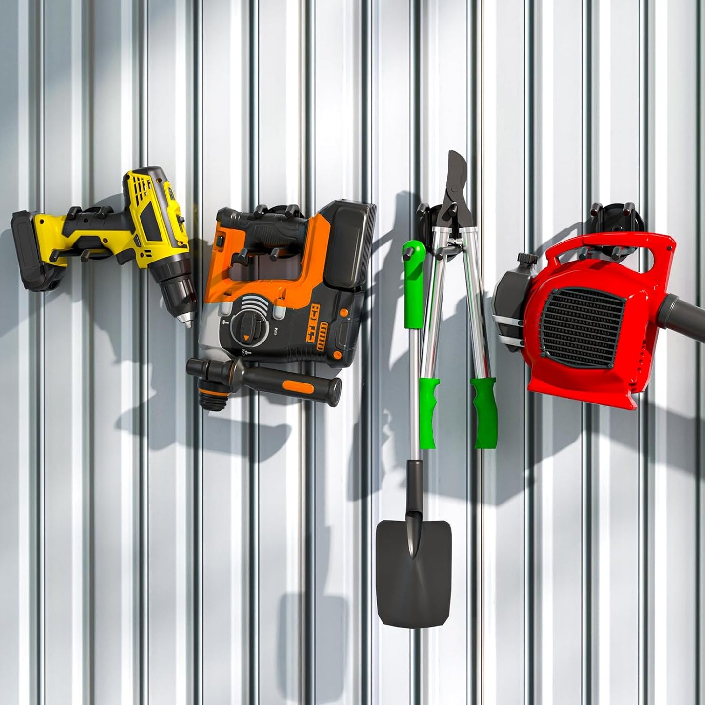 Strong Magnetic Hooks Heavy Duty - 2 Pack Rare Earth Magnets for Garage Utility Storage 20lb Hold | Hang Ladder, Power Tools, Toolbox, Shovel, Broom, Extension Cord(E-Blackpro 2)