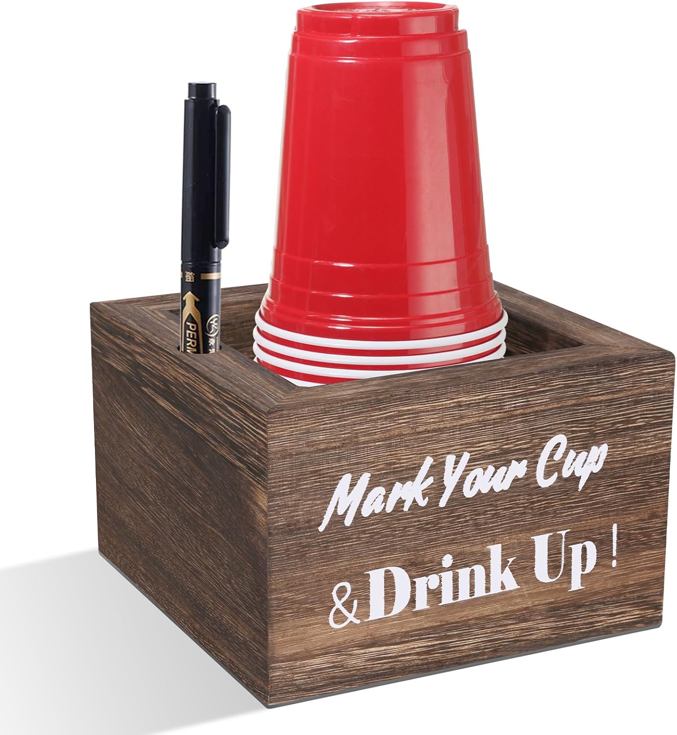 Wooden Cup Holder for Party & Wedding - Rustic Disposable Cup Holder for Bar, Kitchen, Countertop, Home & Office, Brown