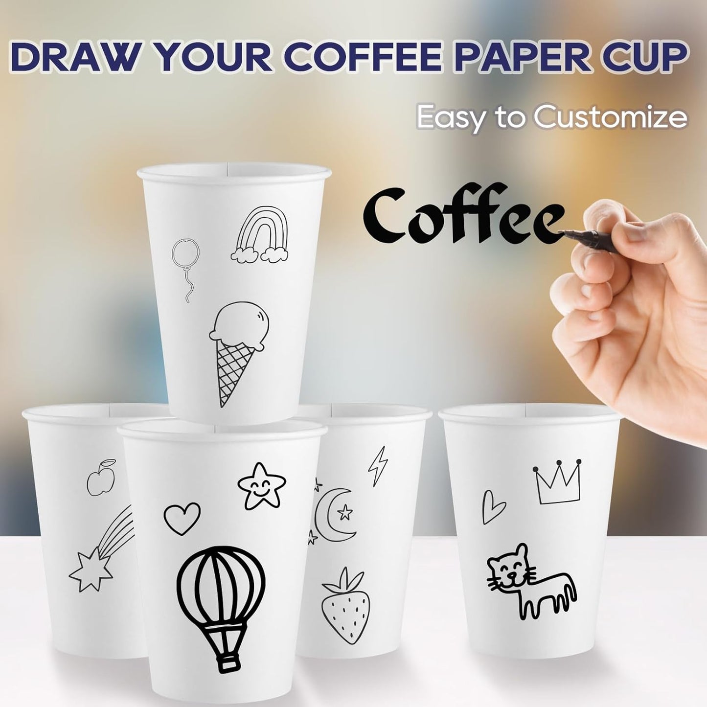 LITOPAK 1000 pack Paper Cup 12 oz, Bulk White Paper Cups, Disposable Hot Paper Coffee Cups for Offices, Schools, Shops, Restaurants