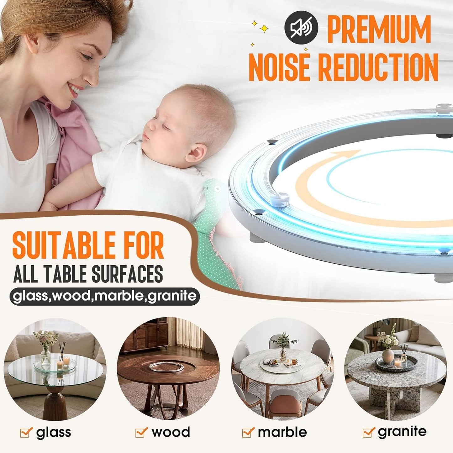 Pisman Aluminium Alloy Turntable Bearing, Heavy Duty Lazy Susan Rotating Bearing Turntable,Smooth Swivel Plate Hardware for Round Dining Table,DIY. Silent Rotating Base Only（12inch）