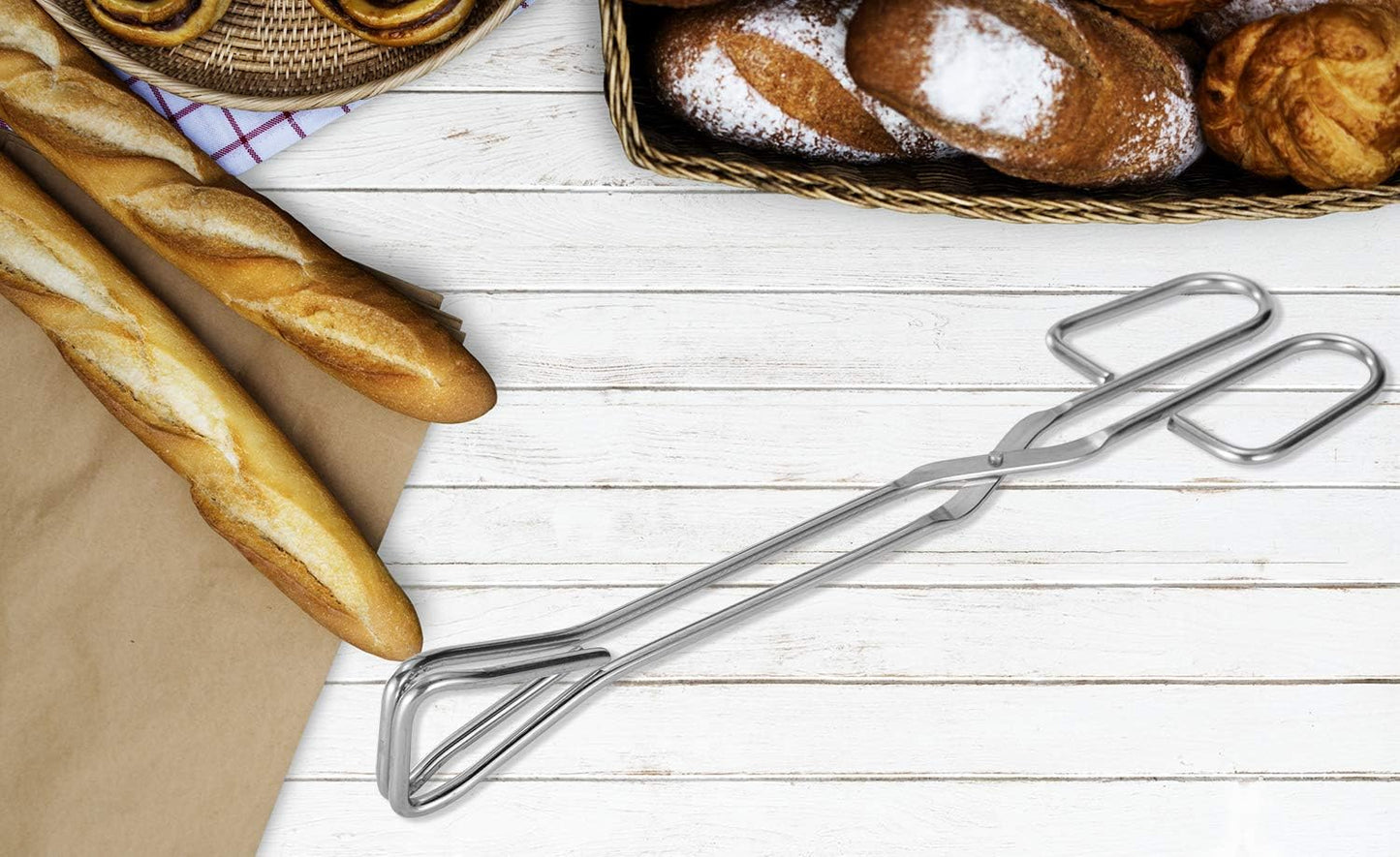 9-Inch and 11-Inch Heavy Duty Stainless Steel Kitchen Tongs - Comfortable Ergonomic Grip, Scissor Design, Heat Resistant for BBQ and Cooking