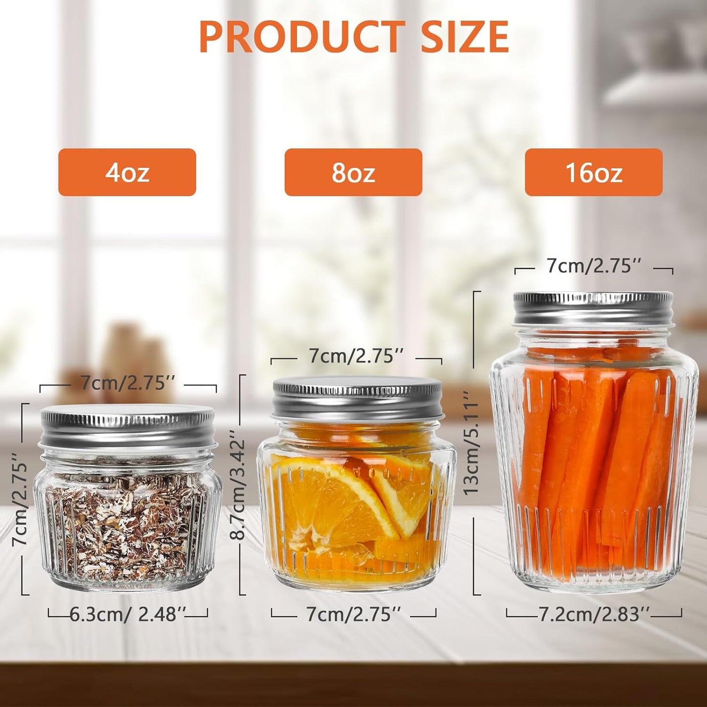 Cehomi Small Glass Mason Jars with Lids - 4 oz Vintage Canning Jars, Pickling Jars for Jelly, Jam, Honey, Pickles, Spice, Essential Preserver for Home Storage and Gifting 8 Pack