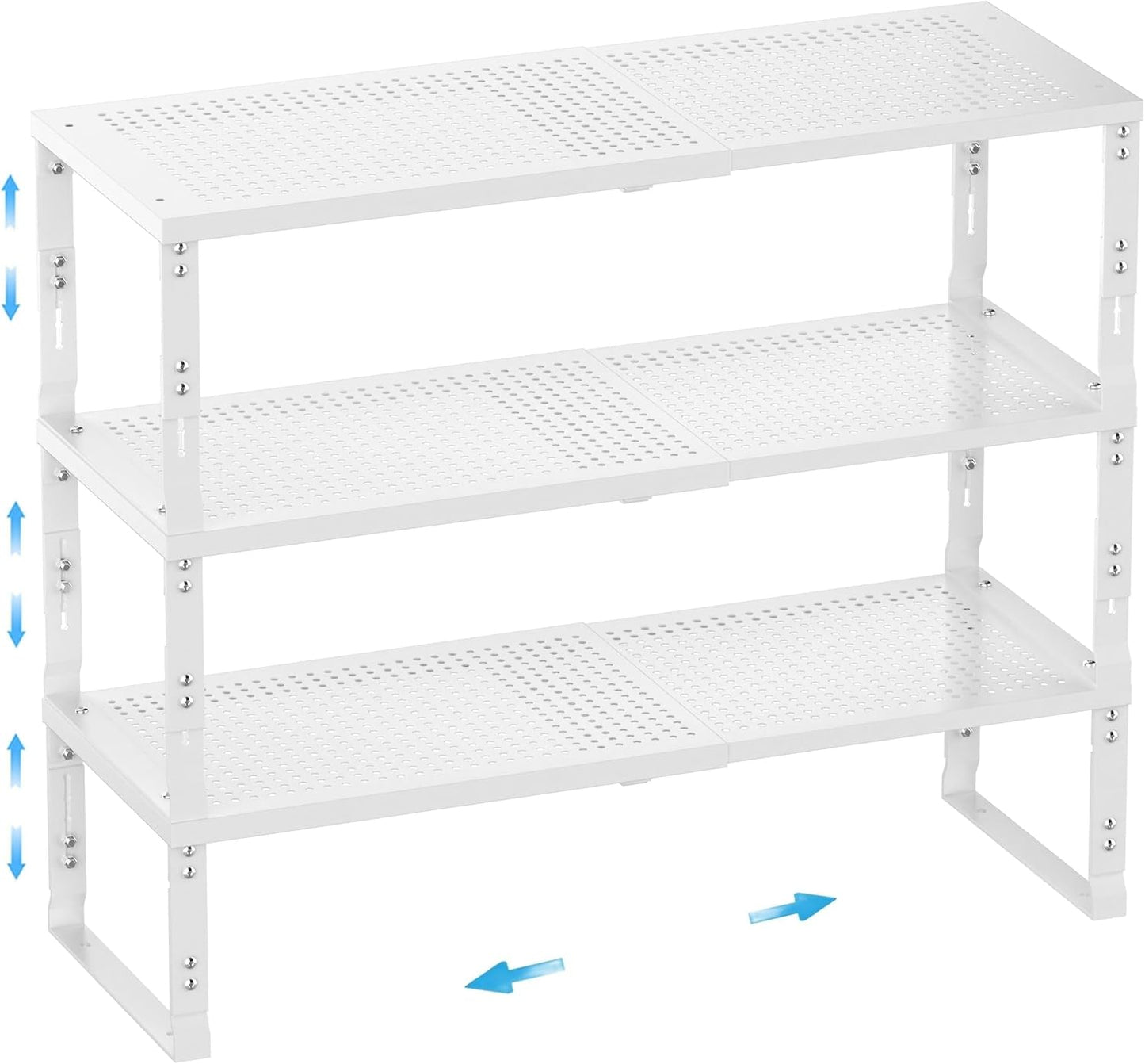 Expandable Spice Rack,Stackable Storage for Cabinet, Multi-Functional Kitchen Shelving,Height-Adjustable,Sustainable Organizer Solution(3Packs/White/Medium)