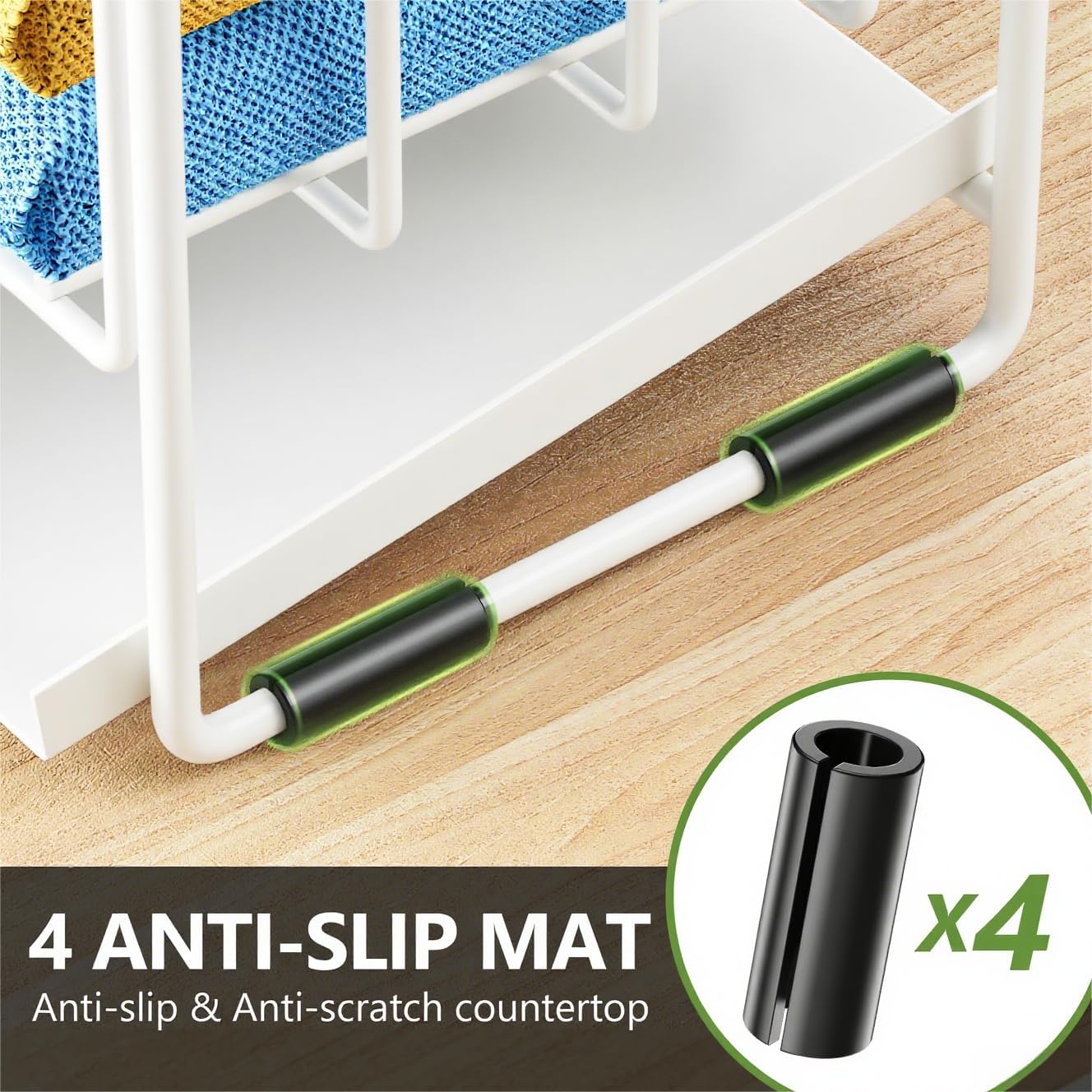 Cisily White 2-Tier Kitchen Sink Caddy Organzier Rack with Flexible Dish Brush Holder, Sponge Holder for Kitchen Sink Countertop Organization Storage,Home Decor Accessories