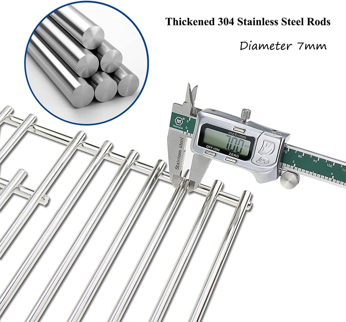 Orgneas Cooking Grates for Nexgrill 720-0882A Evolution Infrared Plus 5-Burner, Stainless Steel Solid Rod Grill Cooking Grids for Nexgrill Gas Grill Replacement Parts, Set of 3