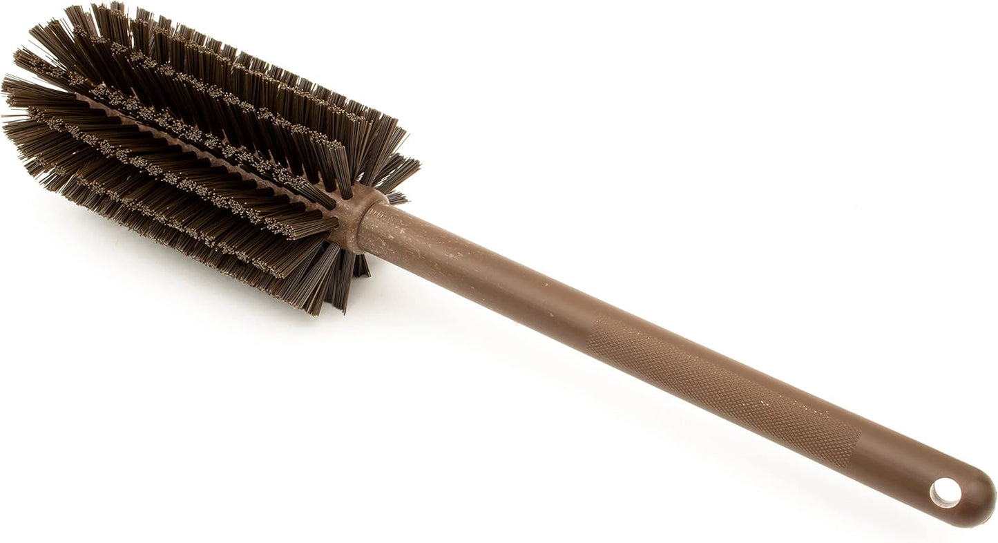 SPARTA Large Water Bottle Brush Ideal for Wide-Mouth Jars, Bottles and Tumblers, Dishwashing Tool with Handle for Home and Commercial Kitchens, Plastic, 16 Inches, Brown