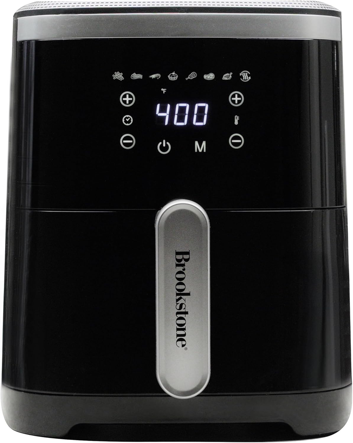 Brookstone Air Fryer – 4.5 Qt, 1300W Large Capacity Fryer with LED Display, 8 Presets, Adjustable Temp, Oil-Free Kitchen Appliance for Baking, Roasting, Frying, Healthy Crispy Meals, Black