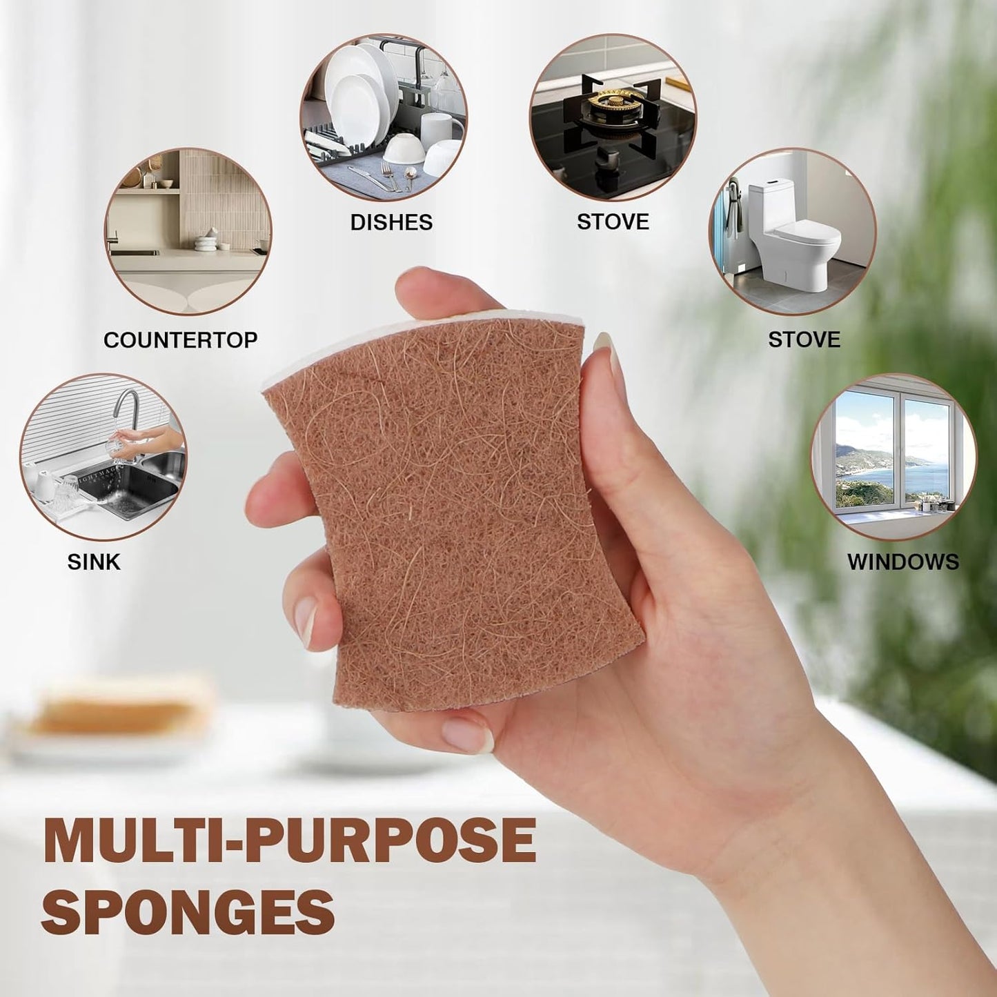 Orighty Non-Scratch Scrub Sponge, 24-Pack, Cellulose Kitchen Scrubber Sponges, Ideal for Kitchen Cleaning, Non-Stick Cookware, Washing Dishes, Bathroom, and Household