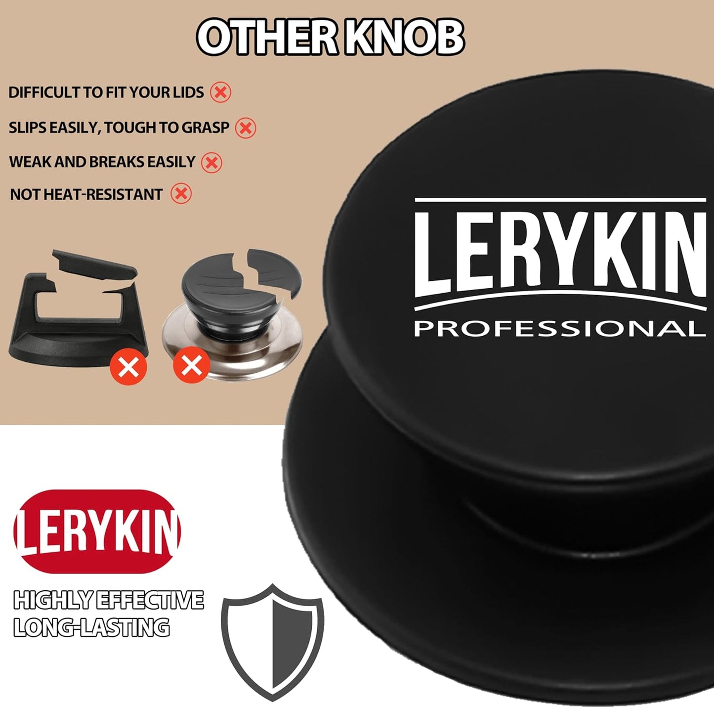 Replacement Silicone Knobs for Pot Lid, Soft Universal Pan Lid Handles - Heat Resistant and Non-Slip Holding Handle Knobs for Kitchen Cookware Lids and Covers - Dishwasher Safe (2 Pack)