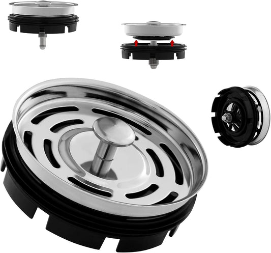CLEESINK Kitchen Sink Strainer and Stopper Combo for Standard 3-3/8 Inch Drain