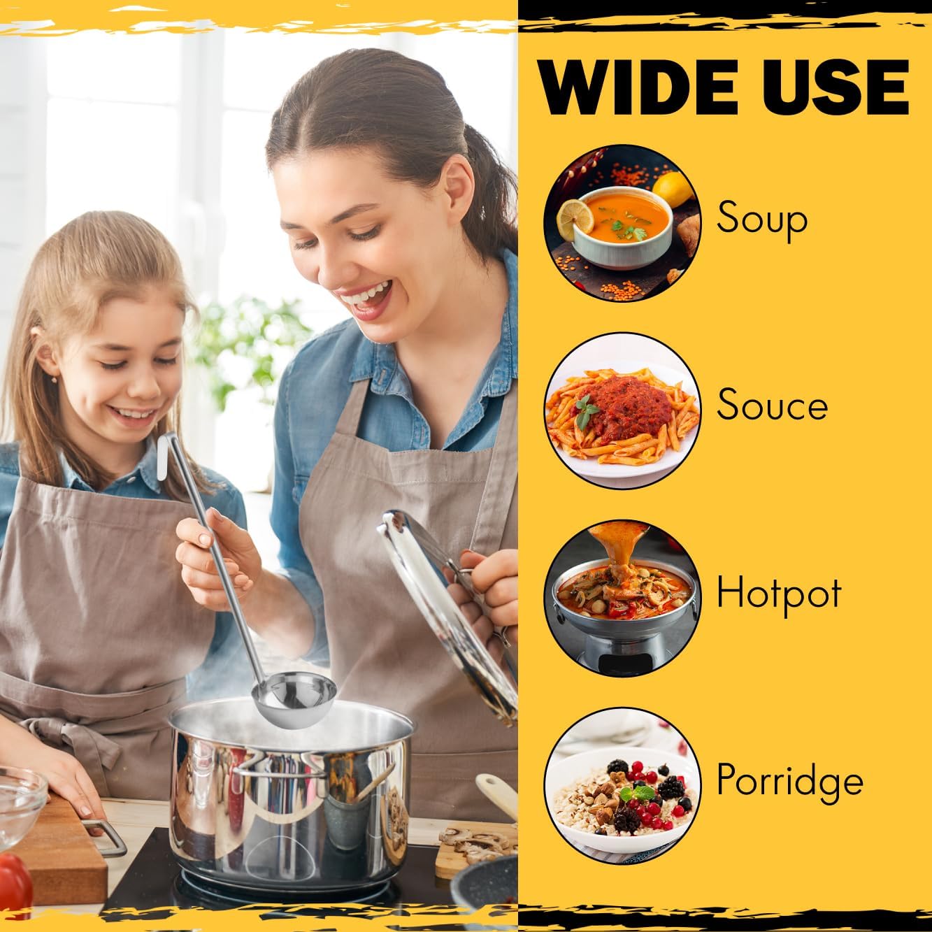 Ladle - Durable Stainless Steel Ladle Serving Measuring Soup Dressing Sauce Gravy Sturdy Dependable Long Handle for Kitchen (1, 5 Oz.)