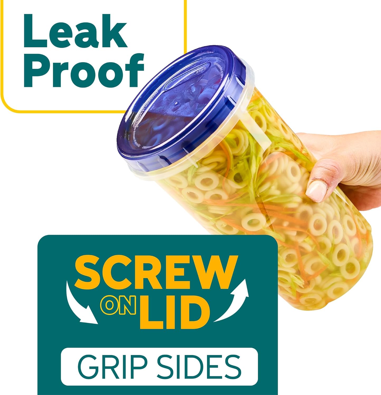 PLASTICPRO 12 Pack Twist Cap Food Storage Containers with Blue Screw on Lid- 48 oz Reusable Meal Prep Containers - Large Freezer Containers Microwave Safe Blue Plastic Food Storage