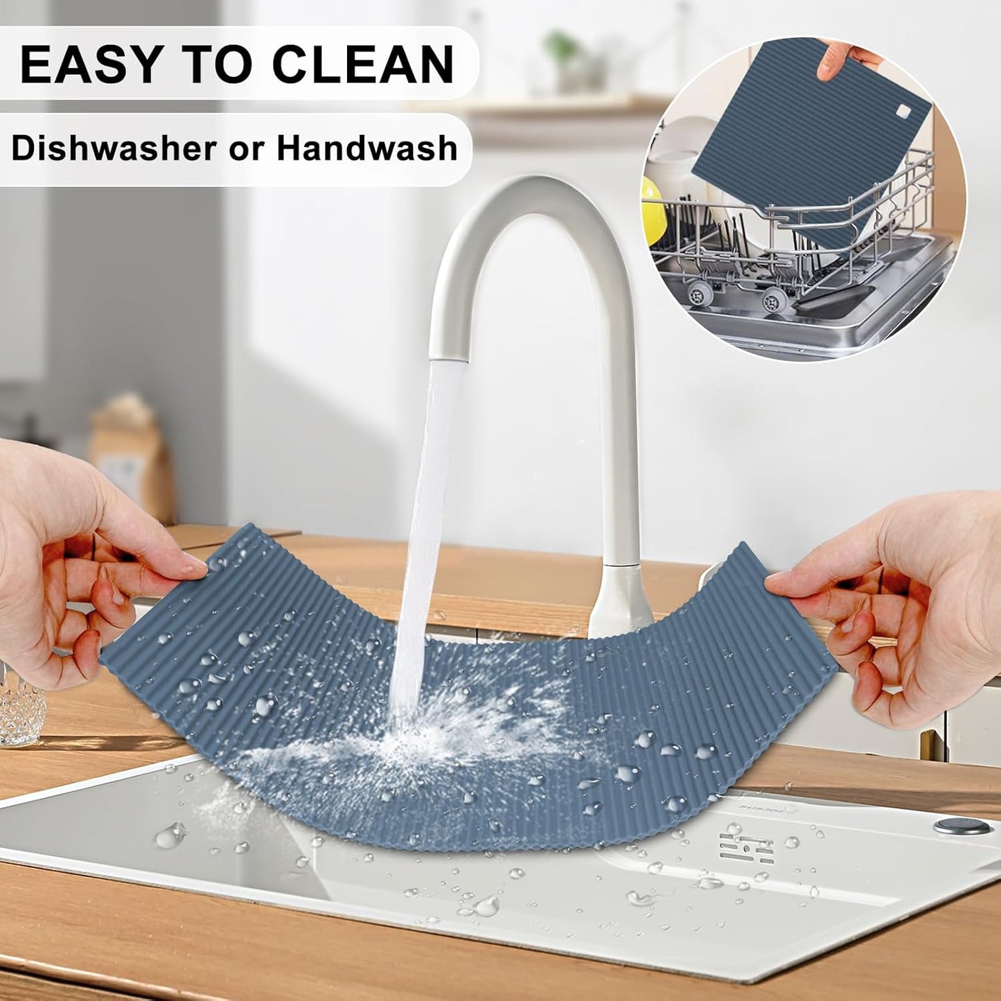 2 Pack 9.5"x14.2" Trivets for Hot Dishes, Hot Pads for Kitchen, Silicone Trivets for Hot Pots and Pans, Hot Plates to Protect Table, Heat Resistant Silicone Trivet Grey (Dark Grey, 9.5"x14.2")