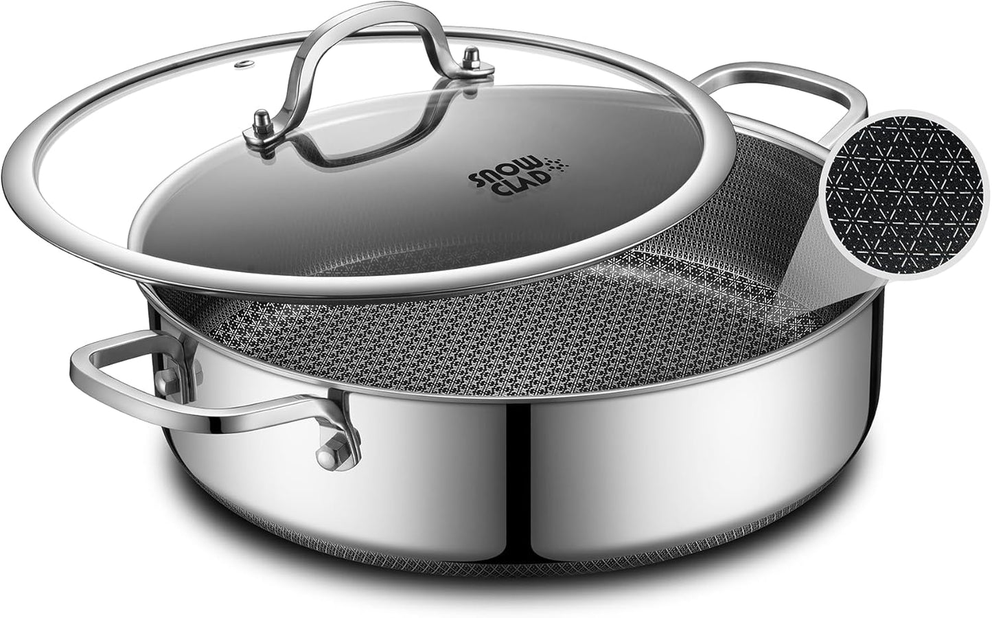 Saute Pan,Hybrid Non Stick 5 Quart Everyday pan,Chicken Fryer, PFOA Free Cookware,12 inch Deep Frying Pans with Lid,Dishwasher and Oven Safe,Works on Induction,Ceramic and Gas Cooktops