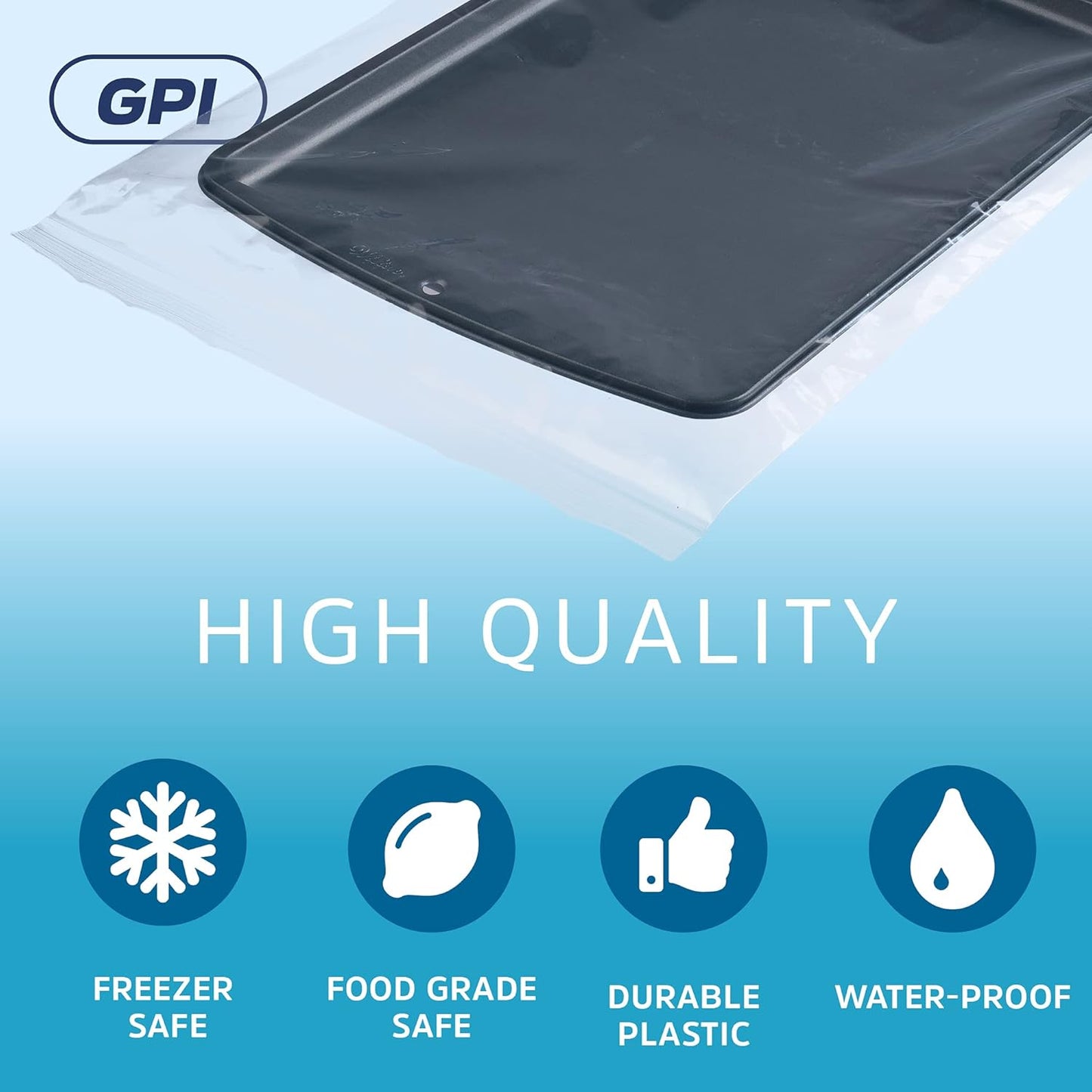 GPI PACK Of 500, 13" x 18" CLEAR PLASTIC RECLOSABLE ZIP BAGS - Bulk 2 mil Thick Strong & Durable Poly Baggies With Resealable Zip Top Lock For Travel, Storage, Packaging & Shipping