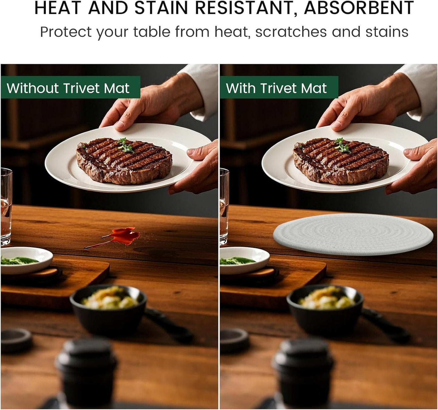 RIOOP 10 Inches Trivets for Hot Dishes, Pots and Pans with Storage Basket, 5 Heat Resistant Large Coaster for Kitchen, Hot Pads Mats for Countertops Table Kitchen Essentials Farmhouse Halloween Decor