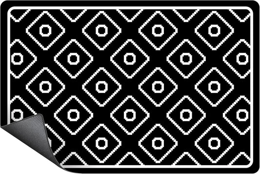 SUEH DESIGN Dish Drying Mat, Absorbent Coffee Mat 23.6 x 15.7 in Quick Dry Kitchen Drying Dish Drain Mat for Kitchen Counter Coffee Bar, Black