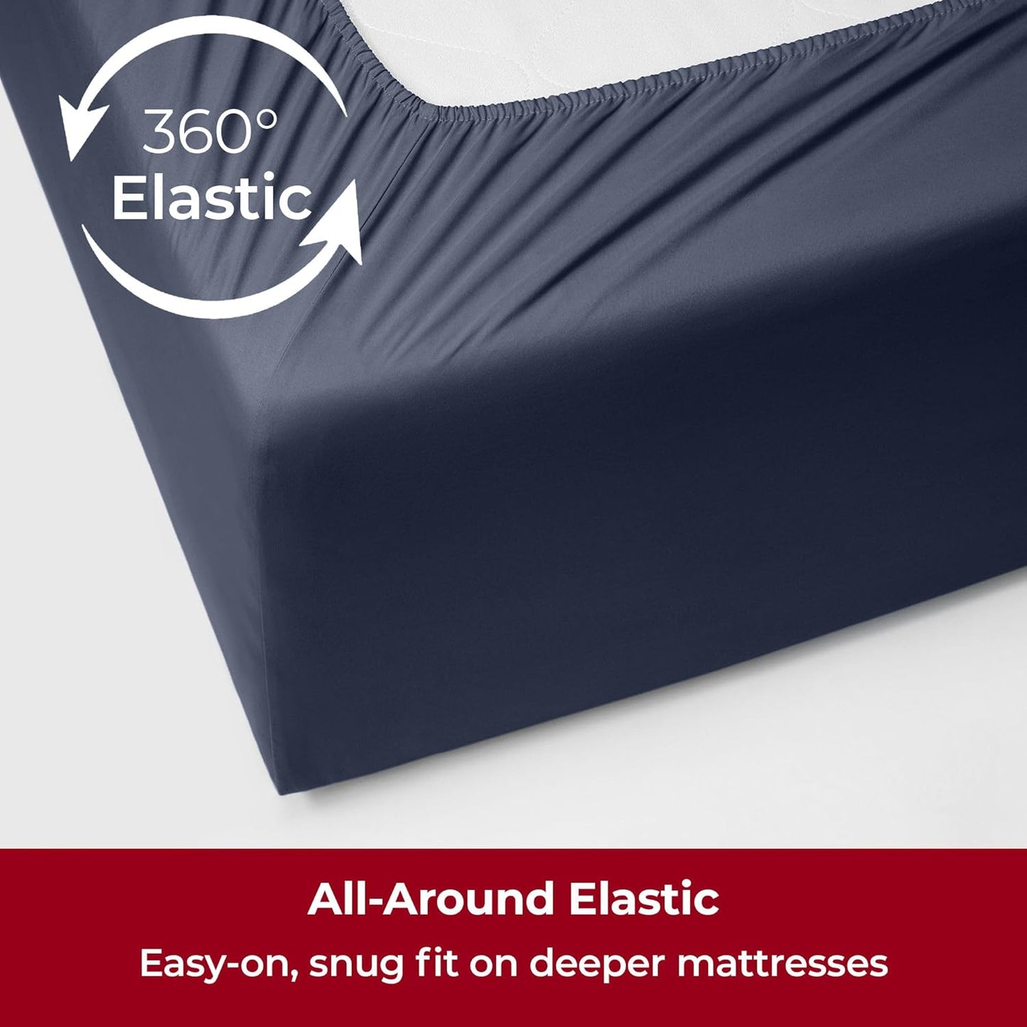 Mellanni Extra Deep Full Sheets - 4 PC Iconic Collection Bedding - Hotel Luxury, Ultra Soft, Cooling Bed Sheets - Wrinkle, Fade, Stain Resistant (Full, Navy Blue)