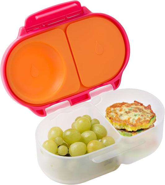 b.box Snack Box for Kids & Toddlers: 2 Compartment Snack Containers, Mini Bento Box, Lunch Box. Leak Proof, BPA free, Dishwasher safe. School Supplies. Ages 4 months+ (Strawberry Shake, 12oz capacity)