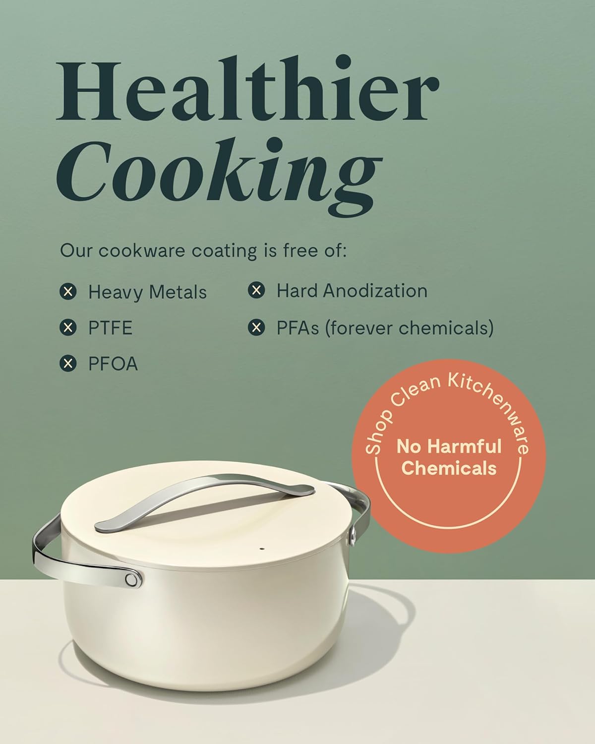 Caraway Nonstick Ceramic Dutch Oven Pot with Lid (6.5 qt, 10.5") - Non Toxic, PTFE & PFOA Free - Oven Safe & Compatible with All Stovetops (Gas, Electric & Induction) - White